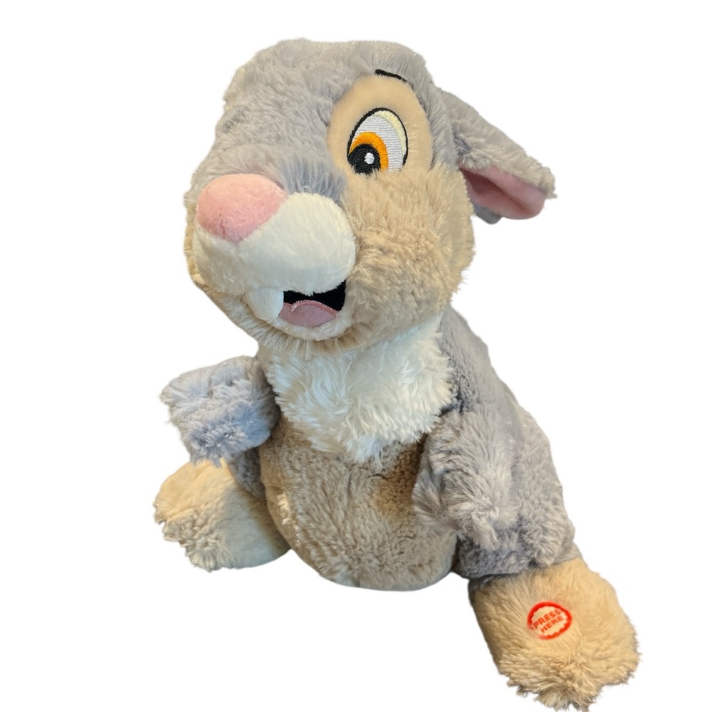 DISNEY HALLMARK Thumpin' Thumper Plush Grey Rabbit Bambi Talks and Vibrates